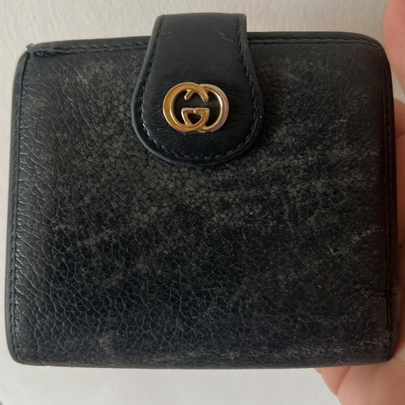 Sold-Gucci kiss lock wallet black leather gold hardware. Vintage SR 035 904 0902 - Picture 13 of 15